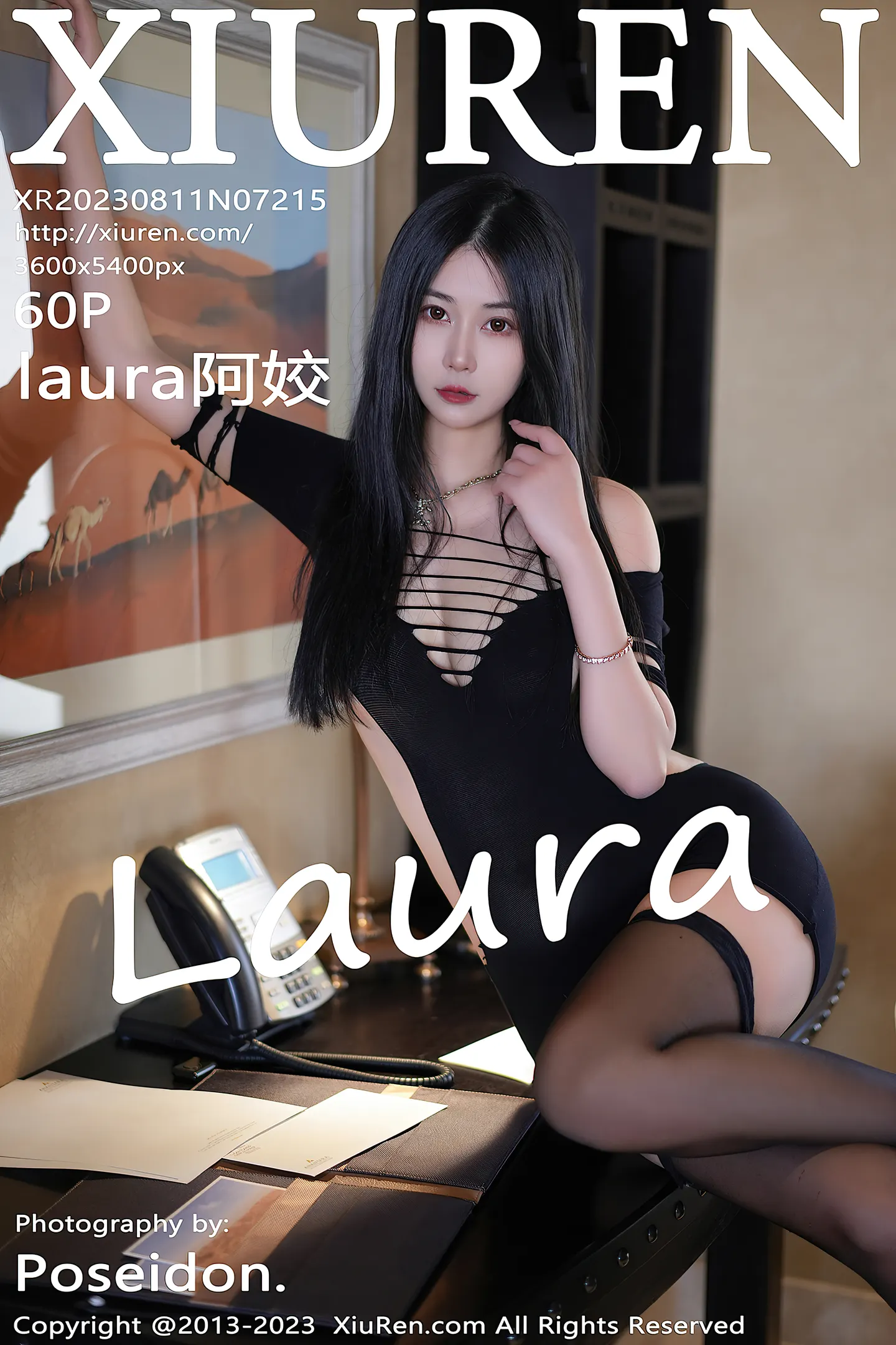 [XiuRen秀人网]VOL.7215 模特laura阿姣性感白T配黑色短裙露黑丝袜秀曼妙身姿诱惑写真60P-秀人网官方网站